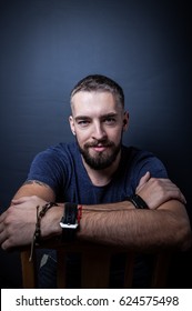 Portrait Of A Young Man With A Beard. Toned.