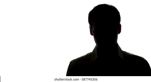 Portrait of a young man, front view - silhouette