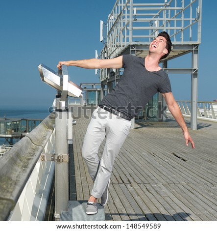 Similar – Strong Man Stretching Calf and Leaning on Wall