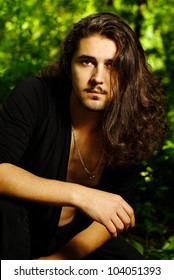 Man Long Dark Hair Images Stock Photos Vectors Shutterstock