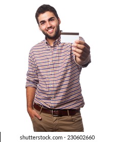 Portrait Of A Young Man Showing His Credit Card