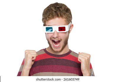 Portrait Of Young Man Wearing 3d Glasses