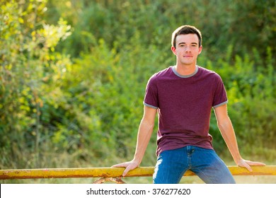 Portrait Of A Young Man Who Is A High School Senior In Oregon.