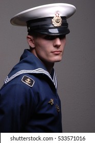 Portrait  Of A Young Model In Navy Uniform