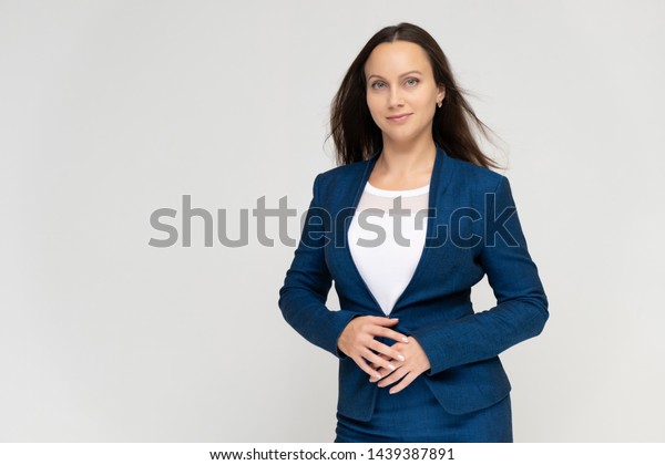 Portrait Young Pretty Brunette Woman Manager Stock Photo 1439387891 ...