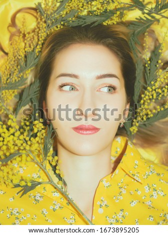 Similar – Teenage woman surrounded by confetti