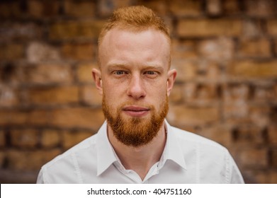 Portrait Of Young Red Hair Man With Beard Horizontal