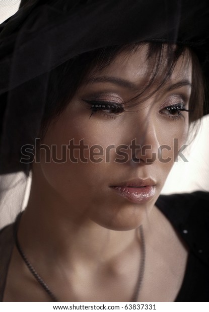 Portrait of young sad
lady.