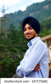 Portrait Of A Young Sikh In Indian City