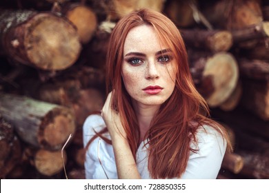 Pale skin redhead teen