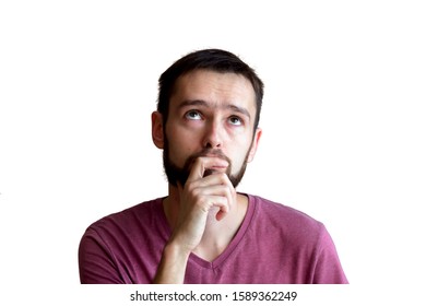 Portrait Young Thinking Man Looks Hand Stock Photo 1589362249 ...