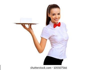 1,087 Woman Holding Drinks Tray Party Images, Stock Photos & Vectors 