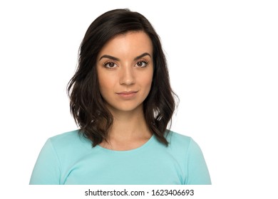 Portrait of a young woman of 30-35 years of model appearance, perhaps she works as a Manager, seller, business organizer, Secretary, office worker. Female emotions on the face. Isolate. - Shutterstock ID 1623406693