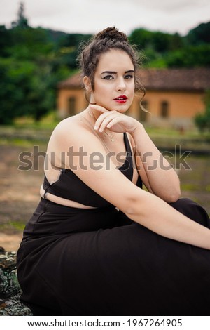 Similar – Portrait of girl in red dress