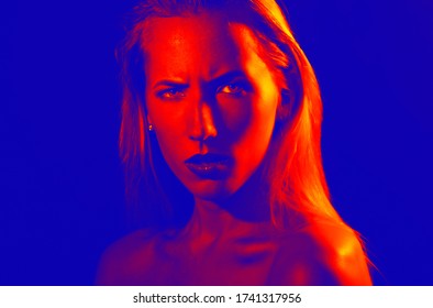 Portrait Of Young Woman - Duo Tone Effect.