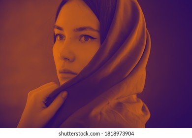 Portrait Of Young Woman - Duo Tone Effect.