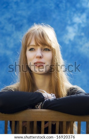 Similar – Image, Stock Photo a girl stands in the forest