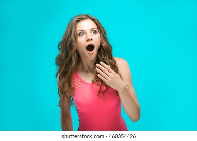 Portrait Young Woman Shocked Facial Expression Stock Photo 460354585 ...