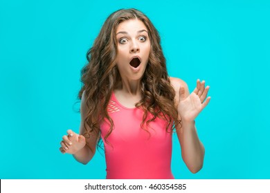 Portrait Young Woman Shocked Facial Expression Stock Photo 460354585 ...