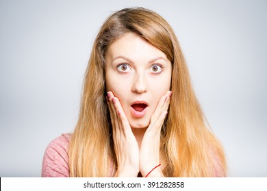 Portrait Young Woman Showing Surprise Emotion Stock Photo 391282858 ...