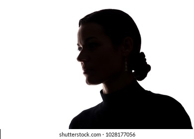 Portrait Of A Young Woman, Side View - Horizontal Silhouette