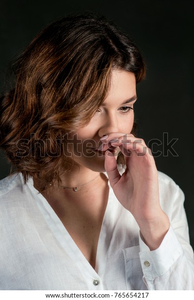 Portraite Young Beautiful Sad Woman Actress Stock Photo Edit Now