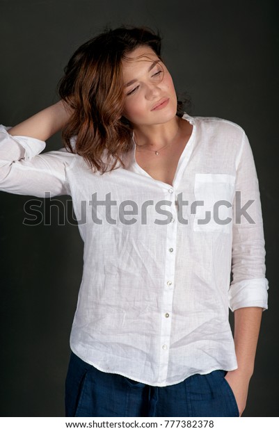 Portraite Young Beautiful Woman Actress Short Stock Photo Edit