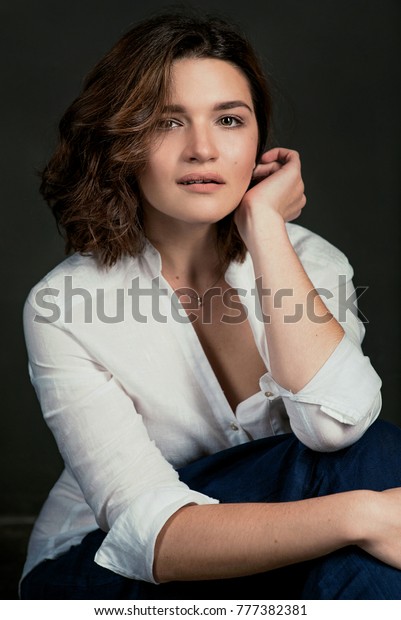 Portraite Young Beautiful Woman Actress Short Stock Photo Edit