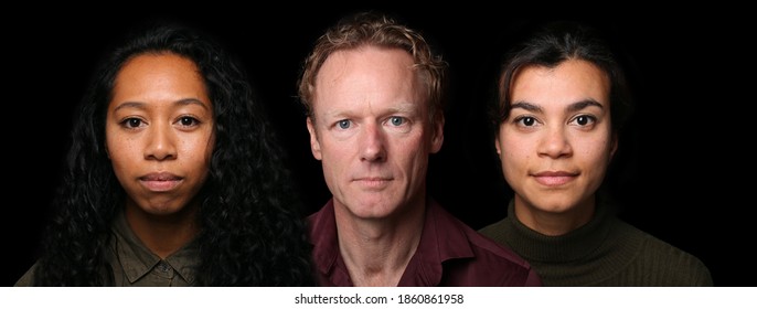 Portraits Of Beautiful Man And Women In Front Of A Black Background