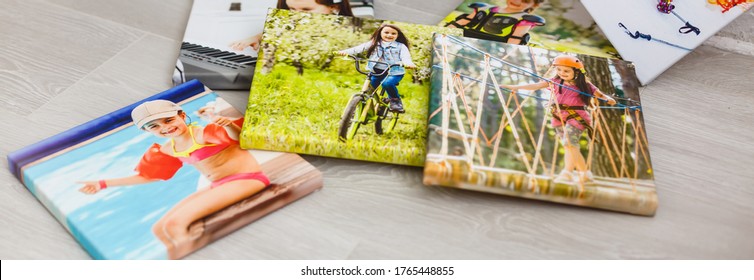 portraits of a little girl on a canvas photo
