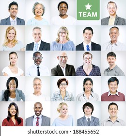 Portraits Of Multiethnic Diverse Business People