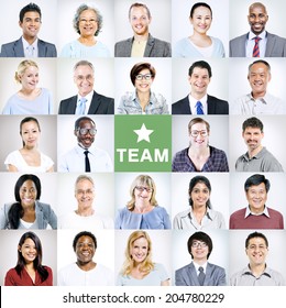 Portraits Of Multiethnic Diverse Business People