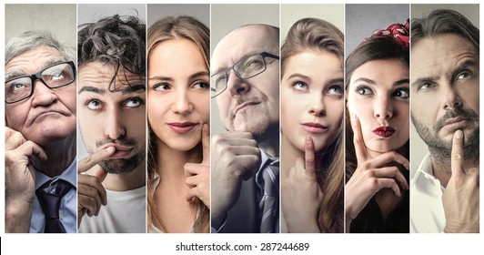 Portraits of people thinking - Powered by Shutterstock