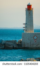 Port's Lighthouse In Nice, French Riviera, Cote D`azur, South France
