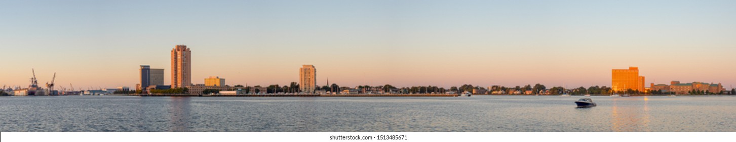 Portsmouth, city in the state of Virginia, United States of America, as seen across the Elizabeth River, in the morning - Shutterstock ID 1513485671