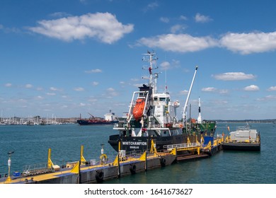 Portsmouth, England - June 22 2018: Whitchampion, An Oil Tanker Built In 2003 By Tuzla, Docked In Portsmouth UK. It Has A Gross Tonnage Of 2965 Tons