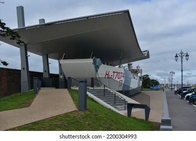 Portsmouth, England, September 10th 2022. LCT7074 Landing Craft Tank Outside Of The DDay Story Museum On A Grey Day. Front Ramp Closed Until Opening Time.