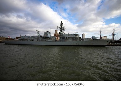 Portsmouth, Hampshire, UK December 13 2019 Royal Navy Frigate HMS Kent Alongside At HM Naval Base