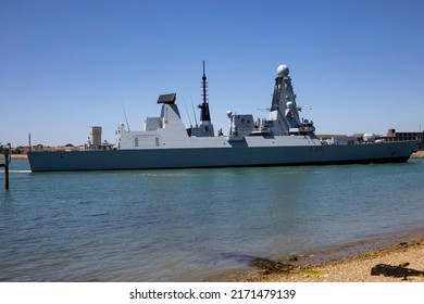 Portsmouth, Hampshire, UK June 22 2022 Daring Class Destroyer HMS Duncan Arriving At The Port