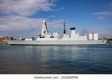 Portsmouth, Hampshire, UK June 3 2022 Daring Class Destroyer HMS Diamond Leaving Port