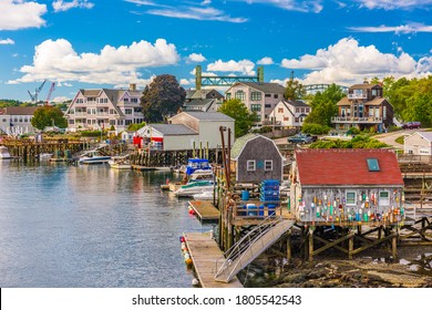 Portsmouth, New Hampshire, USA bait shacks on the Piscataqua River.