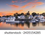 Portsmouth, New Hampshire, USA townscape at dusk.