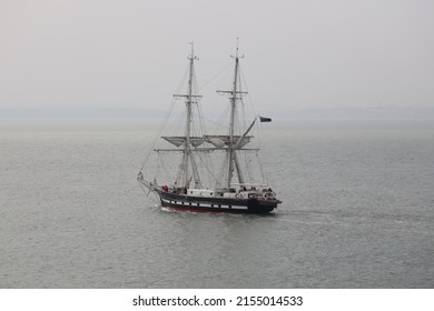 PORTSMOUTH, UK – 21ST MAR 2022: The Marine Society And Sea Cadet Sail Training Flagship TS ROYALIST Leaves Harbour And Heads Into The Solent