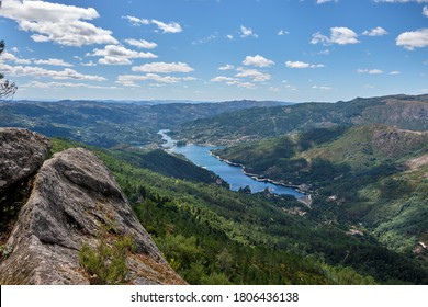 Gerês, Portugal - August 30, 2020 : View Of Cavado River And Peneda-Geres National Park, Gerês, Portugal