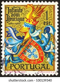 PORTUGAL - CIRCA 1960: A stamp printed in PORTUGAL, shows Arms of Prince Henry, circa 1960