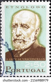PORTUGAL - CIRCA 1972: a postage stamp from PORTUGAL , showing a portrait of the linguist and ethnologist J Leite de Vasconcelos (1858-1941) . Circa 1972