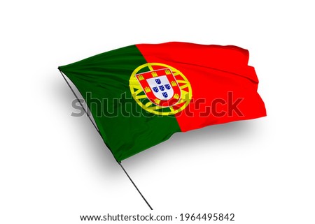 Portugal flag isolated on white background with clipping path. close up waving flag of Portugal. flag symbols of Portugal.
