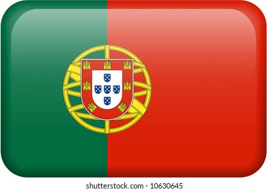 Portuguese flag rectangular button.  Part of set of country flags all in 2:3 proportion with accurate design and colors.