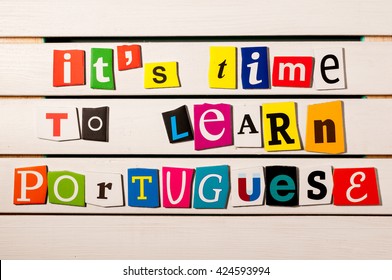 Portuguese language learning concept image. It's time to learn portuguese - Shutterstock ID 424593994