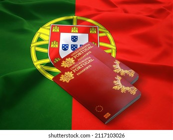Portuguese passport on the flag of Portugal